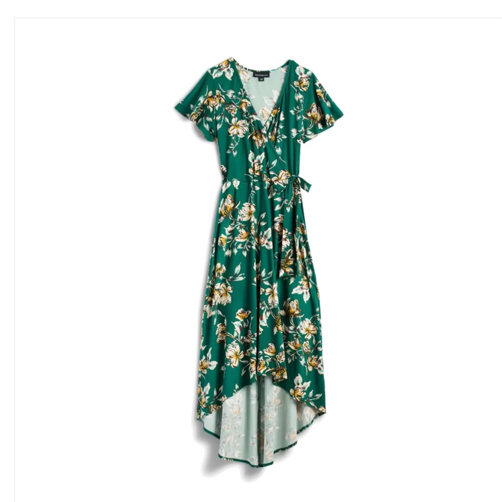 {FORTUNE + IVY} Irene Faux Wrap Brushed Knit Maxi Dress.